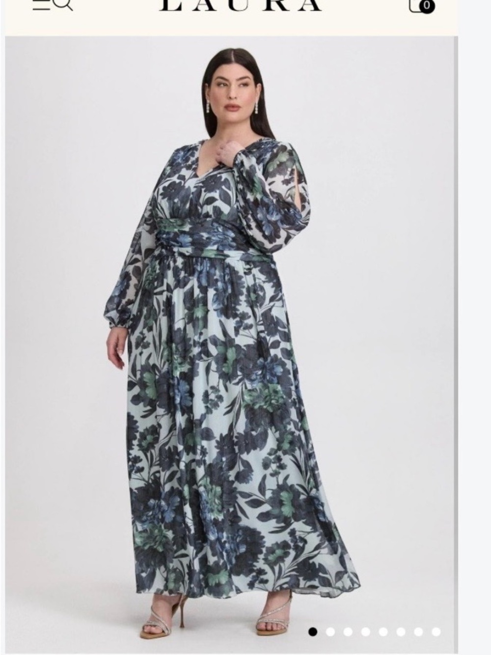 NWT Laura Plus Floral Long-Sleeve Maxi Dress in Blue Green